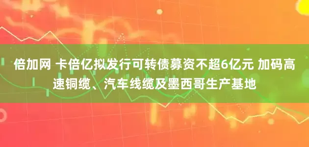 倍加网 卡倍亿拟发行可转债募资不超6亿元 加码高速铜缆、汽车线缆及墨西哥生产基地
